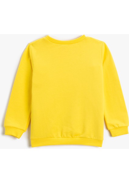Baskılı Sweatshirt Uzun Kollu Bisiklet Yaka