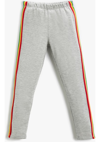 Şerit Detaylı Tayt Beli Lastikli