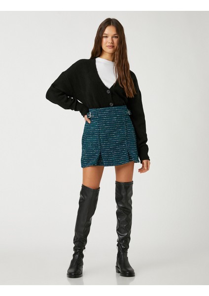Mini Şort Etek Tüvit Piliseli Yanları Toka Detaylı Desenli fiyatları