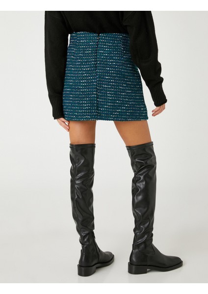 Mini Şort Etek Tüvit Piliseli Yanları Toka Detaylı Desenli fırsatları