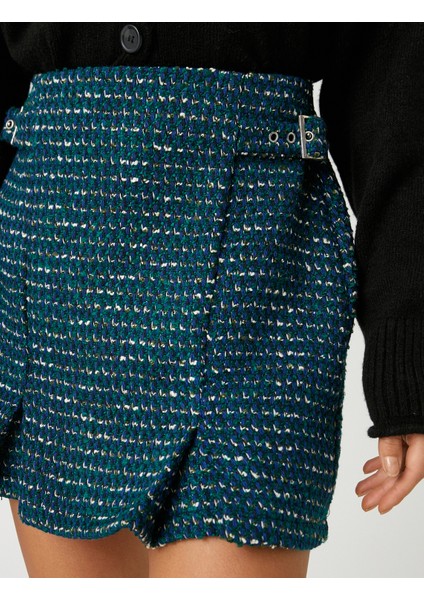 Mini Şort Etek Tüvit Piliseli Yanları Toka Detaylı Desenli indirimleri