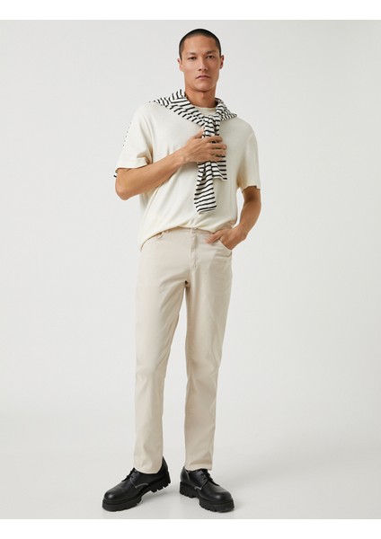 Basic Gabardin Pantolon Slim Fit Düğme Detaylı Cepli fiyatları