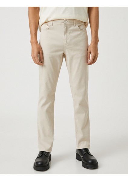 Basic Gabardin Pantolon Slim Fit Düğme Detaylı Cepli modelleri