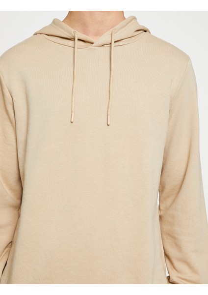 Basic Kapşonlu Sweatshirt Etiket Baskılı Uzun Kollu indirimleri