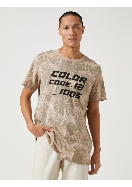 Çiçek Desenli Tişört Slogan Baskılı Bisiklet Yaka Kısa Kollu fiyatları