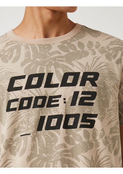 Çiçek Desenli Tişört Slogan Baskılı Bisiklet Yaka Kısa Kollu indirimleri