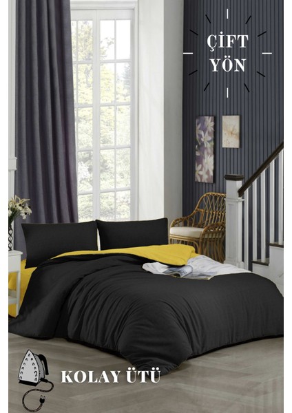 Kolay Ütü 100X200 Tek Kişilik Nevresim Takımı (Sarı Lastikli Çarşaf+Yorgan Kılıfı+Yastık Kılıfı)