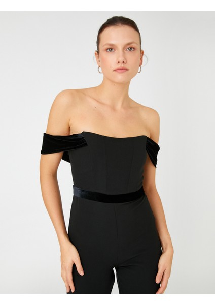 Straplez Abiye Tulum Bol Paça Kadife Detaylı fiyatları