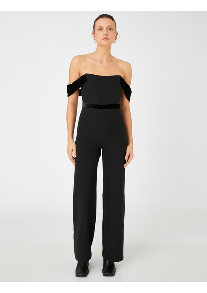 Straplez Abiye Tulum Bol Paça Kadife Detaylı modelleri