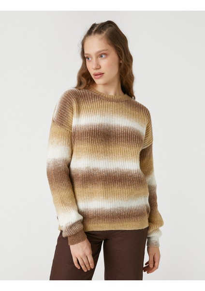 Örgü Kazak Bisiklet Yaka Uzun Kollu Degrade modelleri