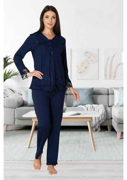 Model 2422 Lacivert Lohusa Pijama Takımı 2422