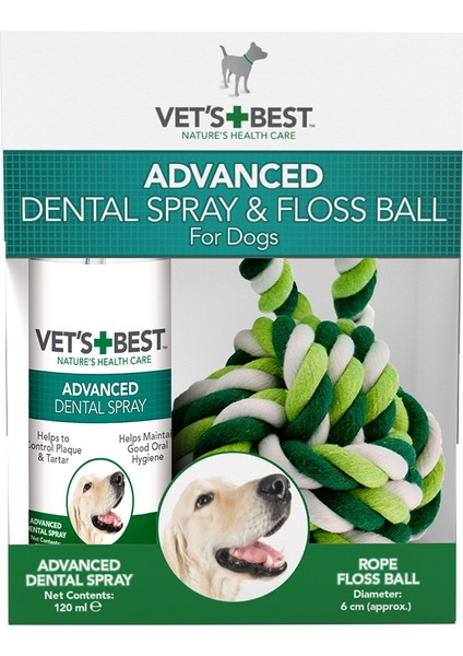 Vets Best Köpekler İçin Ağız ve Diş Bakım Spreyi ve Halat Top 120ml