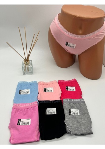 Kadın 6'lı Paket Karışık Renk Carmen Bikini Külot