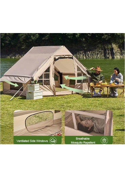 - Şişme Kamp Çadırı - 3x2 Metre - Barlı Pompa Hediyeli - 8-10 Kişilik