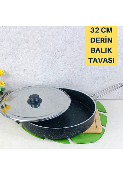 Granit Derin Balık Tavası Gözleme Tava 32 cm fırsatları