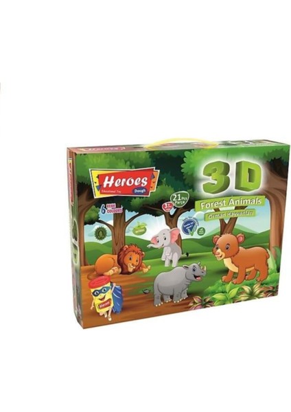 Oyun Hamuru Kalıbı Heroes 3D Orman Hayvanları Oyun Hamuru Seti 21 Parça