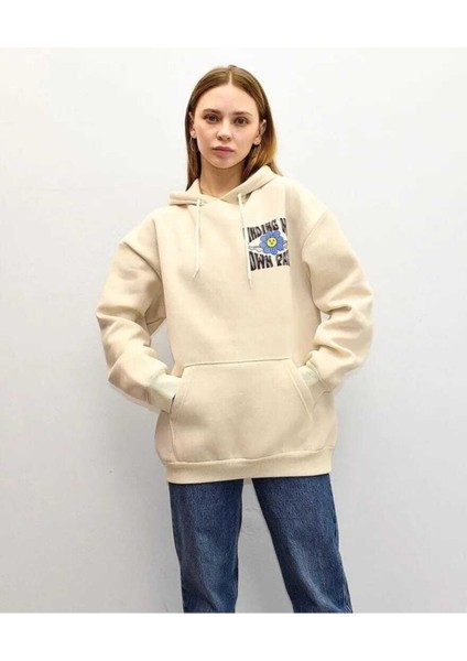 Sırt Baskılı Oversize Sweatshirt