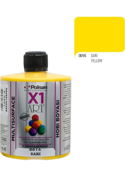 X1ART Multisurface Hobi Boyası 420ML - 0016 Sarı