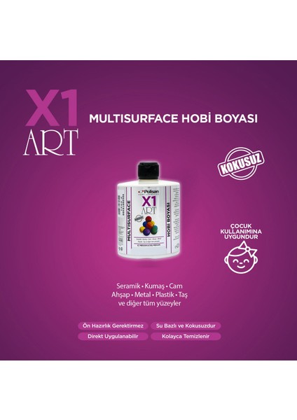 X1ART Multisurface Hobi Boyası 420ML - 0016 Sarı