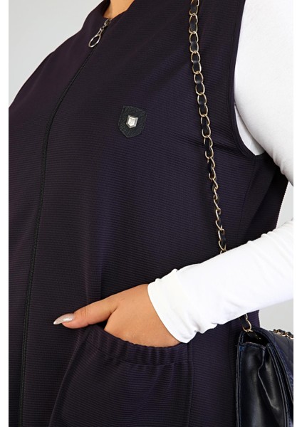 Kadın Büyük Beden Çelik Örme Yelek Kolsuz Uzun Siyah Bordo Haki Lacivert modelleri