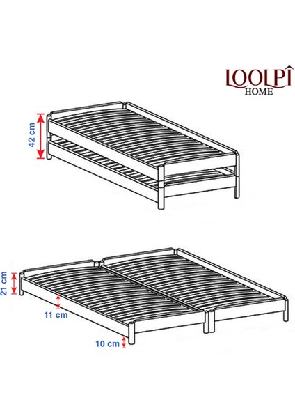 Loolpi Home Loolpi Home modüler Sistem Yavrulu Karyola ve Sedir Koltuk Doğal Ahşap