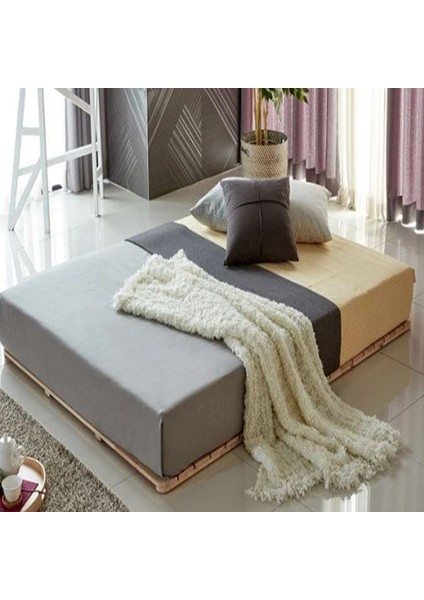 Loolpi Home japon Model Doğal Ahşap Karyola Yer Yatağı Tek ve Çift Kişilik