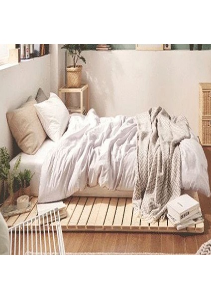 Loolpi Home japon Model Doğal Ahşap Karyola Yer Yatağı Tek ve Çift Kişilik