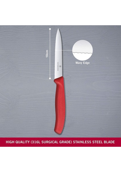 Evrekala Shop Victorinox Kırmızı Büyük Bıçak Seti 10 cm Special Edition 4'lü