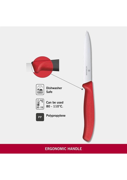 Evrekala Shop Victorinox Kırmızı Büyük Bıçak Seti 10 cm Special Edition 4'lü