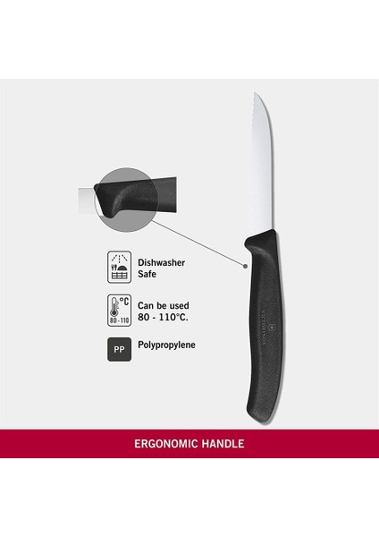 Evrekala Shop Victorinox Tam Bıçak Seti 4'lü Black Series Meyve - Sebze Bıçakları