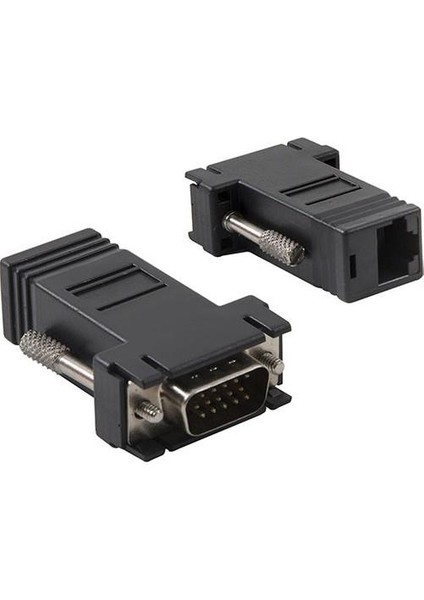 RJ45 To VGA Adaptör Çevirici Dönüştürücü Ek 30 Metre Uzatıcı Cat5/6