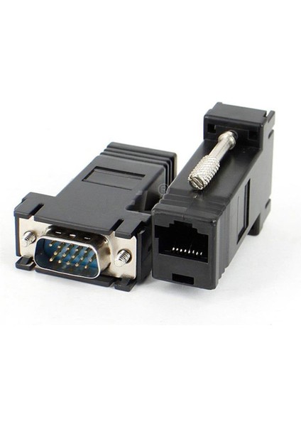 RJ45 To VGA Adaptör Çevirici Dönüştürücü Ek 30 Metre Uzatıcı Cat5/6