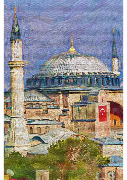 Lilafil Ayasofya Camii Yağlıboya Görünüm Kanvas Duvar Tablosu