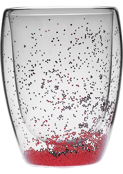 Pia Çift Cidarlı Red Glitter Su Bardağı 350 ml