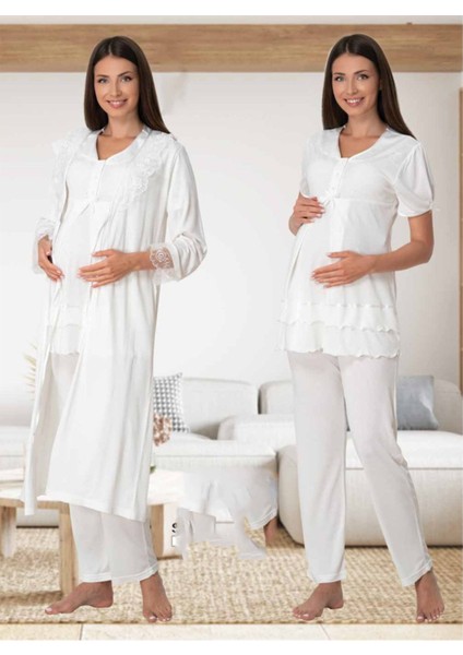 Kadın Lohusa Hamile Pijama Takımı ve Sabahlık Set 8024