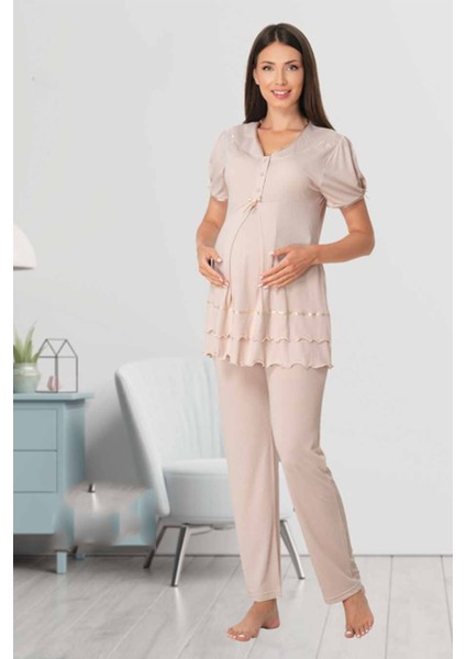 Kadın Vizon Lohusa Hamile Pijama Takımı 8022