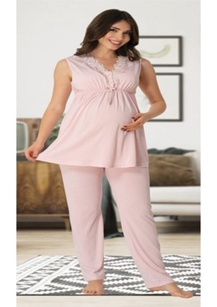 Kadın Pembe Hamile Lohusa Pijama Takımı 8032