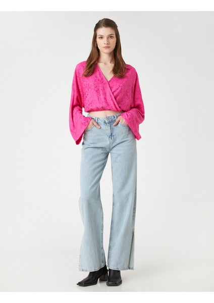 Crop Bluz Anvelop Gömlek Yaka Uzun Kollu modelleri