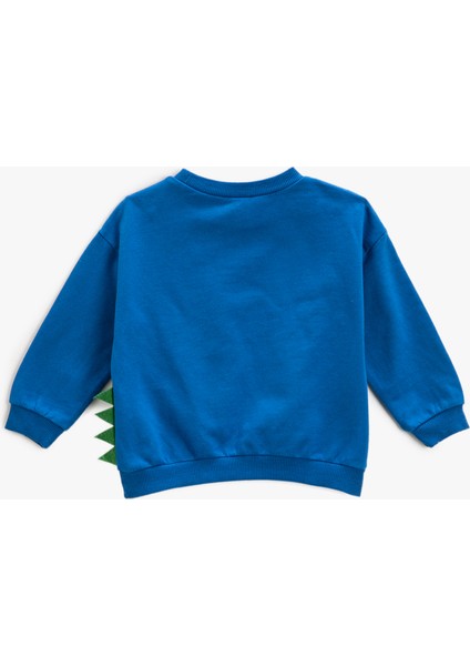 Yılbaşı Temalı Dinozor Baskılı Sweatshirt Bisiklet Yaka Uzun Kollu fiyatları