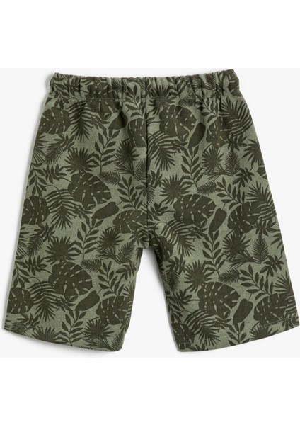 Palmiye Desenli Şort Diz Üstü Beli Bağlamalı fiyatları