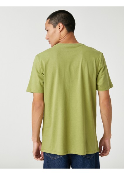 Basic Tişört Uzay Baskılı Bisiklet Yaka Kısa Kollu Pamuklu fırsatları