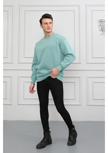 Store Erkek Kahverengi Bisiklet Yaka Relaxed Regular Sweatshirt