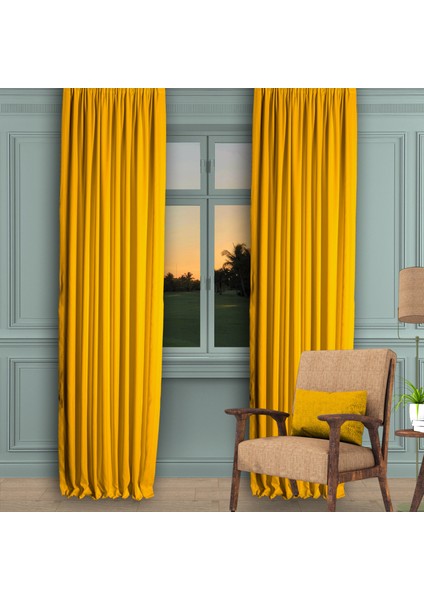 Ada Fon Perde Pilesiz Extraforlu Düz Dikim Büzgü Pile K.sarı fiyatları