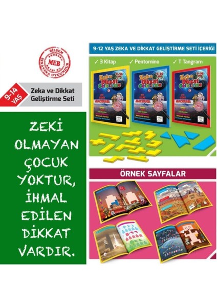 Yükselen Zeka Yayınları Zeka-Dikkat Geliştirme Seti(9-14 Yaş) Yükselen Zeka