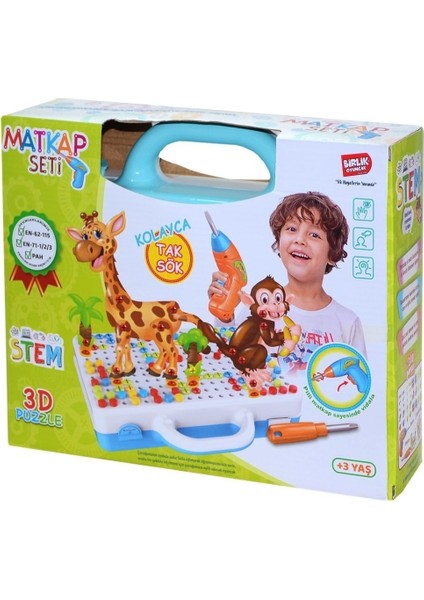 Birlik Toys URT014-001 Birlik, 3D Eğitici Matkap Seti Hayvanlar