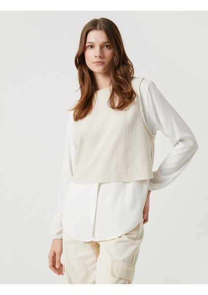 Triko Süveter Detaylı Gömlek Uzun Kollu fiyatları