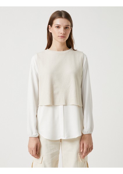 Triko Süveter Detaylı Gömlek Uzun Kollu modelleri