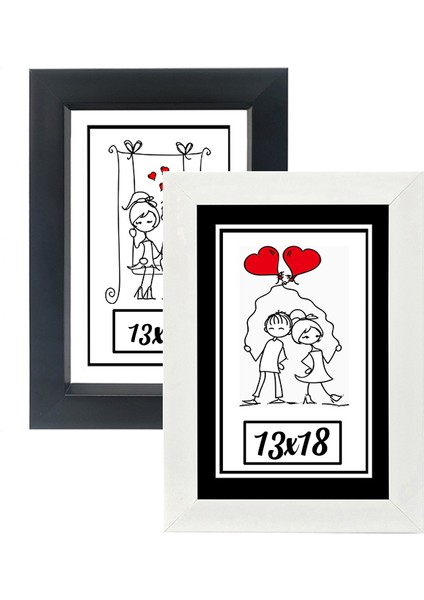 13X18-2'LI Fotoğraf Çerçevesi Siyah-Beyaz Modern Ofis Sanat Ev Home Dekoratif Çerçeve