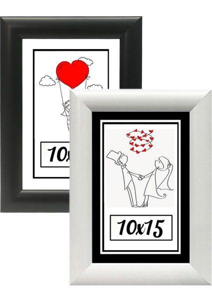 10X15-2'LI Fotoğraf Çerçevesi Siyah-Beyaz Modern Ofis Sanat Ev Home Dekoratif Çerçeve