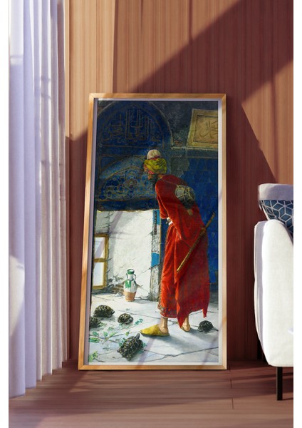 Ahşap Çerçeveli Tablo Çerçeveli Ahşap Dekor Tablo Seti Dekoratif Tablo Kaplumbağa Terbiyecisi